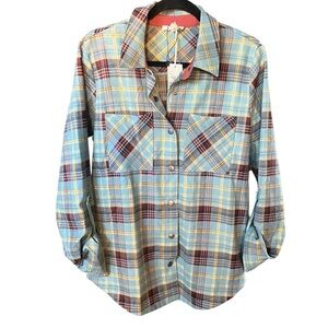 Mystree Blue and Yellow Plaid Button Down Shirt